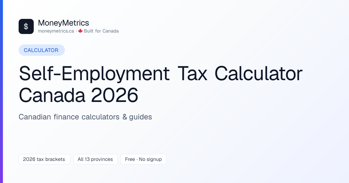Self-Employment Tax Calculator Canada 2026 | MoneyMetrics