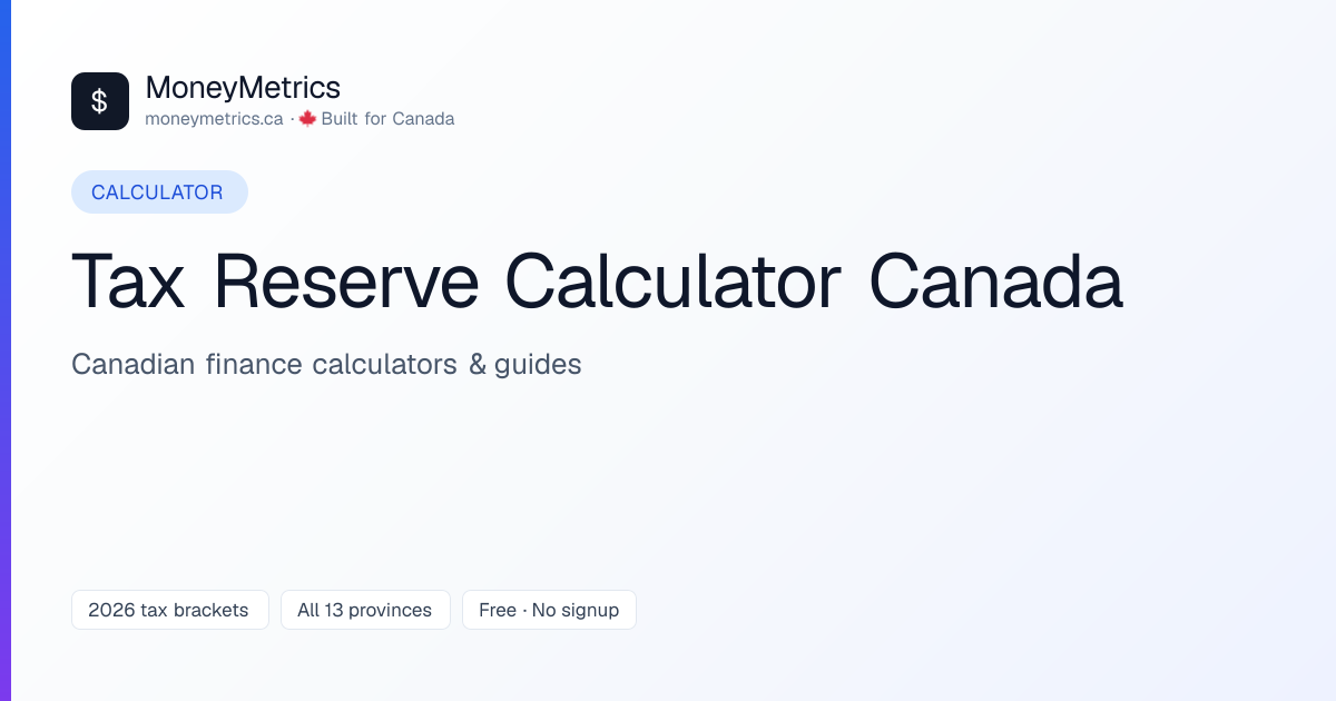 Tax Reserve Calculator Canada | MoneyMetrics